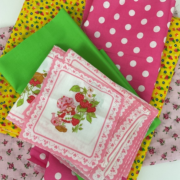 Strawberry Shortcake fabric remnants lot + assorted coordinating prints - Picture 1 of 11